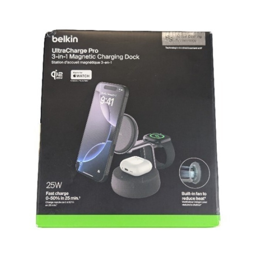 Bb.O Belkin - UltraCharge Pro 3-in-1 Qi2 25W Magnetic Wireless Charging Dock